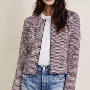 THEORY Ualana Z Beacon Tweed Zip-front Cropped Blazer Jacket
